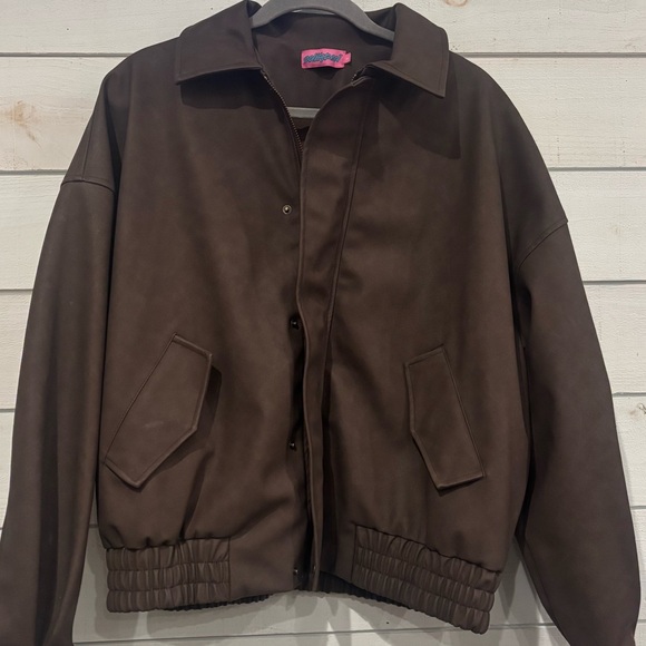 Edikted Mori Oversized Faux Dark
Leather Jacket in size small - Picture 5 of 16